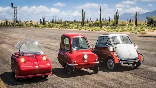 Forza Horizon 5 Drag race: Peel P50 vs Peel Trident vs BMW Isetta