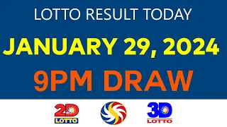 Lotto Result Today JANUARY 29 2024 9pm Ez2 Swertres 2D 3D 4D 6/45 6/55 PCSO