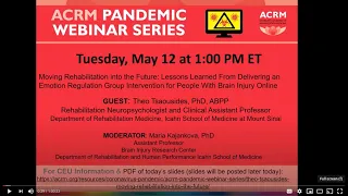 ACRM Pandemic Webinar Ep14: Lessons Learned From Delivering an Emotion Regulation Group Intervention