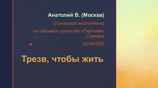 Трезв, чтобы жить. Анатолий В. (Москва). Спикерская на собрании группы АА "Партизан" (Самара)