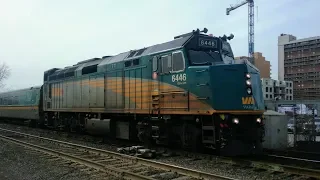 VIA Rail #76 Comes to Town at Ridout Street in London, Ontario on March 24, 2019.