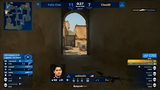 AUTIMATIC INSANE 1V4 CLUTCH AGAINST FaZe clan!  FaZe vs Cloud9 (Dust2)