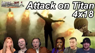 Attack on Titan 4x18 Reactions | Great Anime Reactors!!! | 【進撃の巨人】【海外の反応】