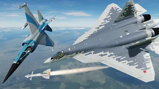 Su-57 Vs F-18C Vs Su-34 Vs F-22A Vs F-35B Vs MiG-31 Vs F-14B Vs - F-15C Airplane Fights - DCS World