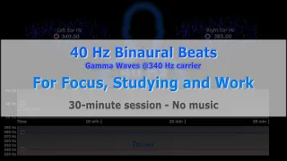 Pure 40 Hz Binaural Beats for Focus, Study and Work, 340Hz carrier, Dr. Huberman recommendation.