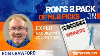 2 FREE MLB Picks and Predictions on MLB Betting Tips by Ron Crawford, Thursday 4/25/2024