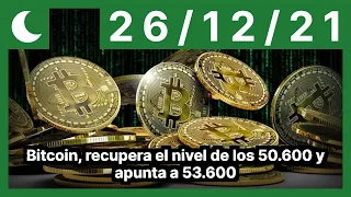 Bitcoin, recupera el nivel de los 50.600 y apunta a 53.600