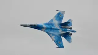 Sukhoi SU-27 P Ukraine Air Force flying Display on Sunday at RIAT 2017 AirShow