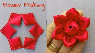 DIY: New design fabric flower making, in just 3 minutes| How to make a cloth flower| Flower Making