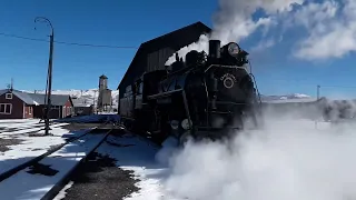 Nevada Northern steam engine # 81 in the snow