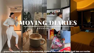 MOVING DIARIES TWO📦: grocery shopping, cleaning & organization, kitchen tour, college, gym, etc.