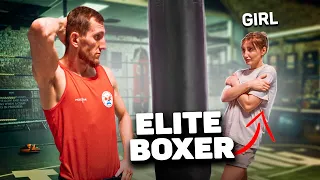 Elite BOXER GIRL pretended to be a beginner PART 3 |  Prank in GYM