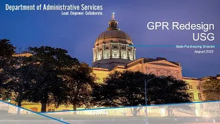 GPR Buyer Portal Update for USG – Session 2