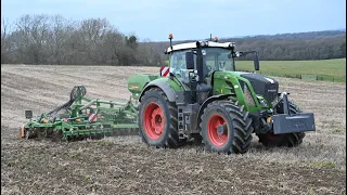 Cultivating with Fendt 828 & Amazone Ceus