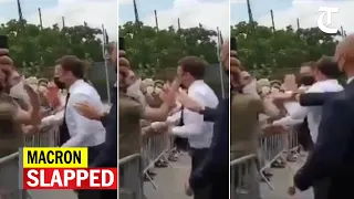 French President Macron slapped in face during walkabout