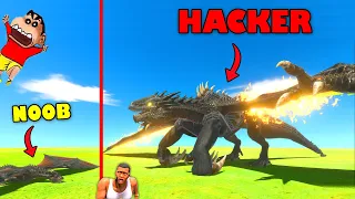 UPGRADING NOOB DRAGON into HACKER FIRE DRAGON in Animal Revolt Battle Simulator with SHINCHAN CHOP