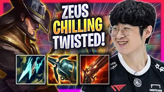 ZEUS CHILLING WITH TWISTED FATE! - T1 Zeus Plays Twisted Fate TOP vs Aatrox! | Season 2024