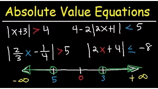 Solving Absolute Value Equations and Inequalities - Number Line & Interval Notation - Algebra