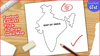 How to draw India map easy / Fast Easy Quick Trick India map drawing