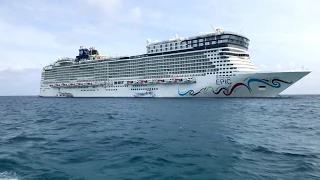 Port Canaveral Florida : Norwegian Epic Cruise Ship leaving the port to Virgin Islands n Bahamas