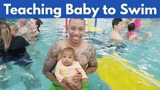 How To Teach a Baby To Swim | Baby's First Swim Lesson at 11 weeks