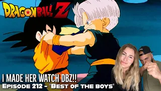 TRUNKS WINS THE TOURNAMENT! GOTEN & TRUNKS FIGHT AS SUPER SAIYANS! Girlfriend's Reaction DBZ Ep. 212