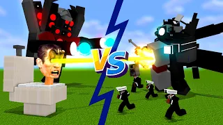 Minecraft Mobs : GIANT SPEAKERMAN VS SKIBIDI TOILET BOSS AND CAMERAMAN TITAN - Minecraft Animation