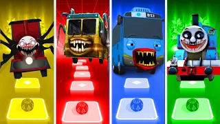 Choo Choo Charles Vs Bus Eater Vs Tayo The Little Bus Vs Thomas The Train exe - Tiles Hop EDM Rush!