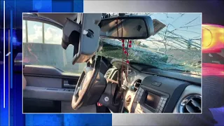 Driver says he's lucky to be alive after piece of metal smashes into his windshield on I-95