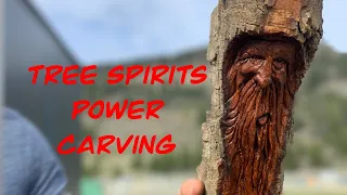 How to carve TREE SPIRIT Face  ---  Power Carving - 3 tools only!
