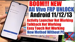 All Vivo FRP Bypass Android 11/12/13 Without Pc | Vivo FRP Unlock Activity Launcher Not Working