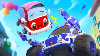 Police Car, Save the Baby Car! | Safety Tips | Monster Truck | Kids Songs | BabyBus - Cars World