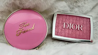 NEW!! TOO FACED Cloud Crush (Candy Clouds) blushes vs DIOR Backstage Rosy Glow Pink