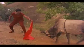 Ambarish Training The Bull To Destroy Enemies | Aahuti Kannada Movie Scene
