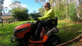 Mowing with the Husqvarna TS 242TXD and Victa push-mower