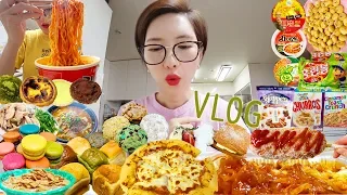 SUB)먹방)진짜매운등갈비찜 피자헛페퍼로니팬피자 마크정식 에어프라이어홈런볼 쇼쿠팡 디어마카롱 스내퍼스+하겐다즈 인생시리얼 가온베이커리 여수카페 빵파티 홍라면VLOG MUKBANG