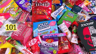 New 101 candies opening,  M&M's kit kat chupa chups twix Ferrero ring lollipop  milka candies bar