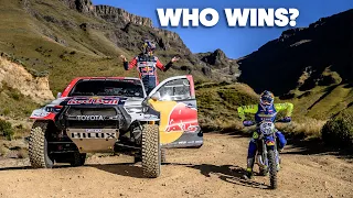 Dakar Rally Car VS Dirt Bike: Who is Quickest up Sani Pass?