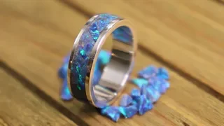 How to make a silver and opal inlay ring using UV resin