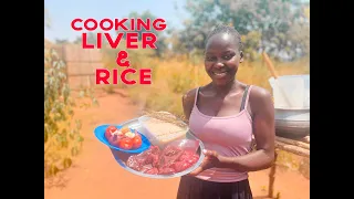 African Village Girl's Life//COOKING DELICIOUS LIVER AND RICE IN MY AFRICAN VILLAGE