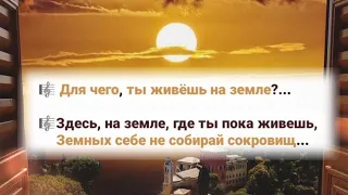 🎼 Для чего,ты живёшь на земле?🎼Здесь,на земле, где ты пока живешь, Земных себе не собирай сокровищ..