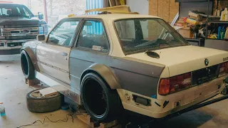 Cutting the E30 for the widebody kit! // Widebody E30 Time Attack Build