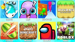 Gameplay - Miniworld,Among Us,Roblox,Fruit Ninja,HitCraft,Zen Koi 2,Moy 7,Hide 'N Seek!