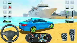 Blue BMW Car In Taxi Driver Simulator #6 - Port City With Ships - Android Gameplay