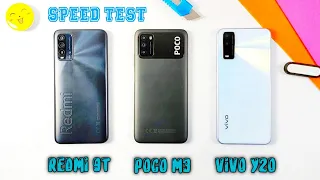 Poco M3 Vs Vivo Y20 Vs Xiaomi Redmi 9T Speed Test And Comparison 🔥🔥🔥