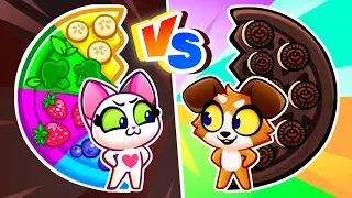 💖 Pink VS Black Chocolate Pizza Food Challenge 🍕 for Kids by Purr-Purr 😻