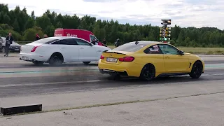 2012 Jaguar XJL 5.0 vs BMW 435d F32 xDrive St3 1/4 mile drag race