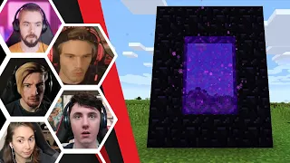 Let's Players Reaction To Building A Nether Portal & The Nether | Minecraft