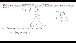 Do the points (3,2), (-2,-3) and (2,3) form a triangle? If so, name the type of triangle formed.