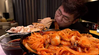 SUB 볶음짬뽕 먹방 탕수육 세트 비오는날 대박 레전드 먹방 spicy jjamppong mukbang Legend koreanfood eatingshow asmr kfood